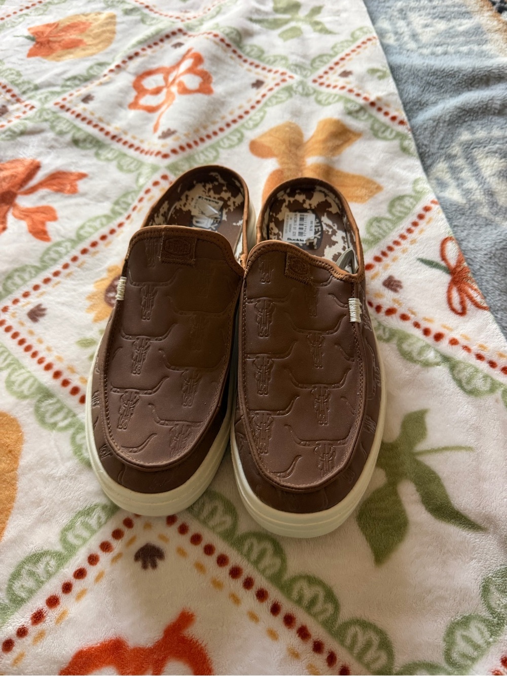 Hey Dude Brown Embossed Slip-On Loafers